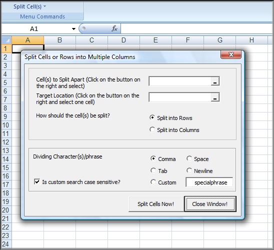 excel split cells into columns