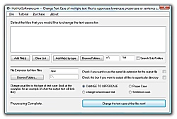 Click for a larger image of the Change Text Case of multiple text files to uppercase lowercase propercase or sentence case software!