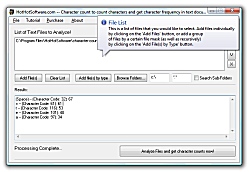 Screenshot of Get Character count to count characters and get character frequency in text documents 9.0
