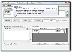 Find and remove/delete duplicate mp3 files