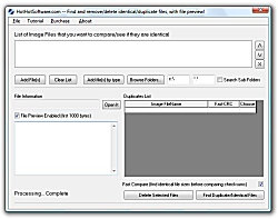 Click for a larger image of the Duplicate file finder utility to find identical or same files and remove duplicates software!