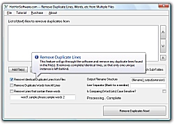 Screenshot of Get Remove or delete duplicate lines or duplicate words or whitespace from multiple files software