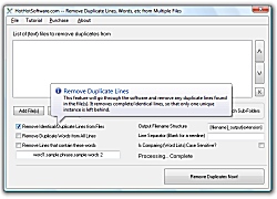 Screenshot of Get Remove or delete duplicate lines or duplicate words or whitespace from multiple files software 9.0