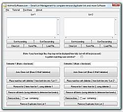 Click for a larger image of the Email List Management to compare remove duplicate lists and more software!