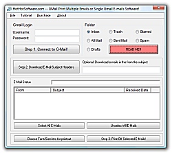 Screenshot of Get GMail Print Multiple Emails or Single Gmail E-mails 9.0