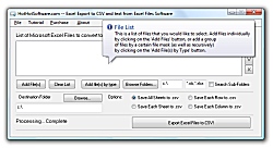 Click for a larger image of the Excel Export to CSV and text from Excel Files software!