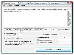 Screenshot of Get Excel print multiple excel documents at once with worksheet customization Software