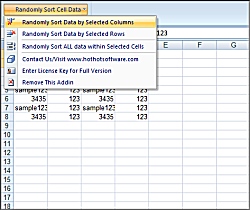 Screenshot of Get Excel Random Sort Order to randomly sort lists, sort sequences, cell ranges, sort data and multiple rows and columns Software!