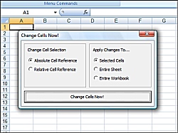 Click for a larger image of the Excel Change Absolute References to Relative References and Relative to Absolute in Multiple Cells software!