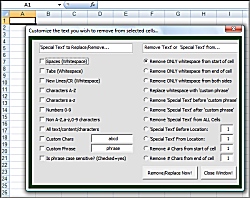 Screenshot of Get Excel Delete Replace and Remove Special Text Spaces and Characters from Multiple Cells Software Software