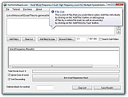 Click for a larger image of the Excel Word Frequency Count High Frequency count for Multiple Spreadsheets software!