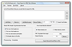 Click for a larger image of the Excel Export to XML Files software!