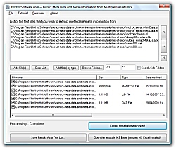 Click for a larger image of the Extract Meta Data and Meta-Information from Multiple Files at Once software!