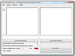 Click for a larger image of the File compare to compare files software for two different binary or text files software!