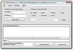 Screenshot of Get GMail Extract e-mail addresses from G-Mail Account 9.0