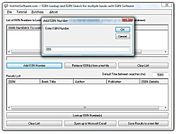 Click for a larger image of the ISBN Lookup and ISBN Search for multiple books with ISBN software!