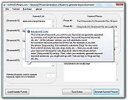 Screenshot of Get Keyword generation software to create keyword phrases for search engine optimization! Keyword phrase maker! 9.0