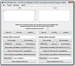 Click for a larger image of the List manager Remove, List Replace, List Sort, List compare and duplicate list manager software software!