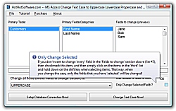 Click for a larger image of the MS Access Change Text Case to Uppercase Lowercase Propercase and Sentence Case software!