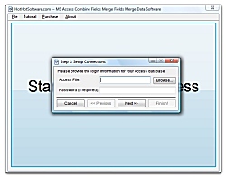 Click for a larger image of the MS Access Combine Fields Merge Fields Merge Data software!