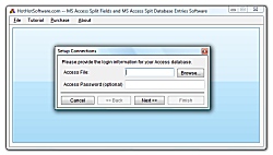 Click for a larger image of the MS Access Split Fields and MS Access Spit Database Entries software!