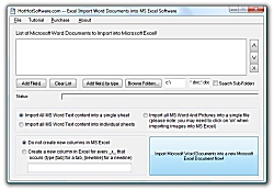 Click for a larger image of the Excel Import Word Documents into MS Excel software!