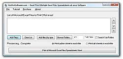 Click for a larger image of the Excel Print Multiple Excel Files Spreadsheets at once software!