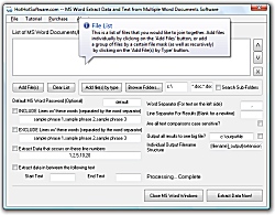 Screenshot of Get MS Word Extract Data and Text from Multiple Word Documents Software 9.0