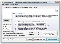 Screenshot of Get MS Word Find and Replace Text in Multiple MS Word Documents/Files Software