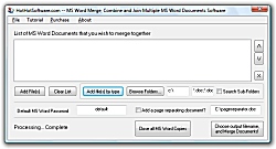 Click for a larger image of the MS Word Merge, Combine and Join Multiple MS Word Documents software!