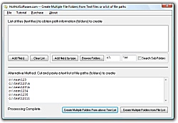 Click for a larger image of the Create Multiple File Folders from Text Files or a list of file paths software software!