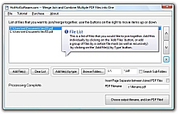 Click for a larger image of the Merge Join and Combine Multiple PDF Files into One from Windows software!