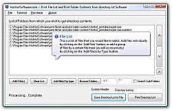 Click for a larger image of the Print File List and Print Folder Contents from directory list software!