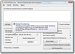 Click for a larger image of the File Renamer to rename files, renaming files in batch utility software! software!