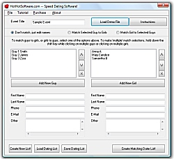 Click for a larger image of the Speed Dating Event Matchmaking application to match dates and speed daters software!