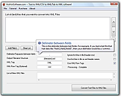 Screenshot of Get Text to xml, tab to xml, csv to xml software to convert text,csv, and tab delimited files to xml Software! 9.0